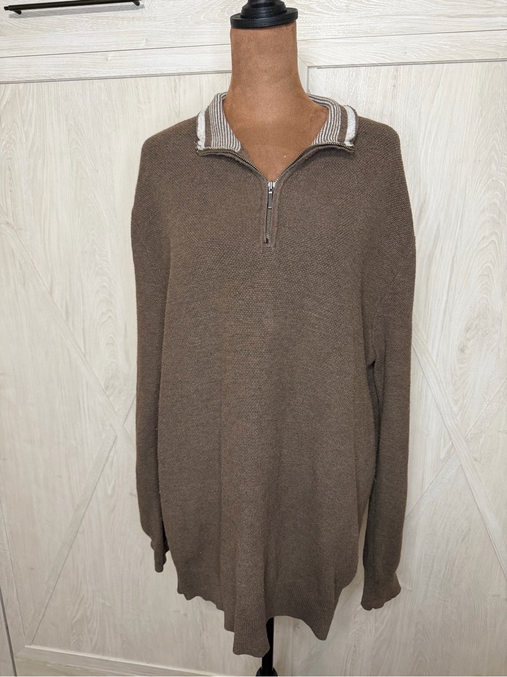 Men's Brown Half-Zip Sweater - Classic Casual XXL